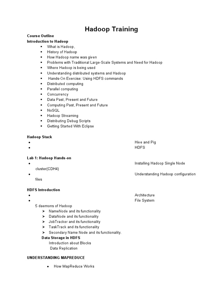Comprehensive Hadoop Training Course | PDF | Apache Hadoop | Map Reduce