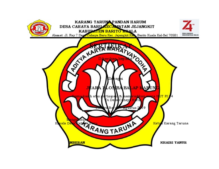 Piagam Lomba KTPH | PDF