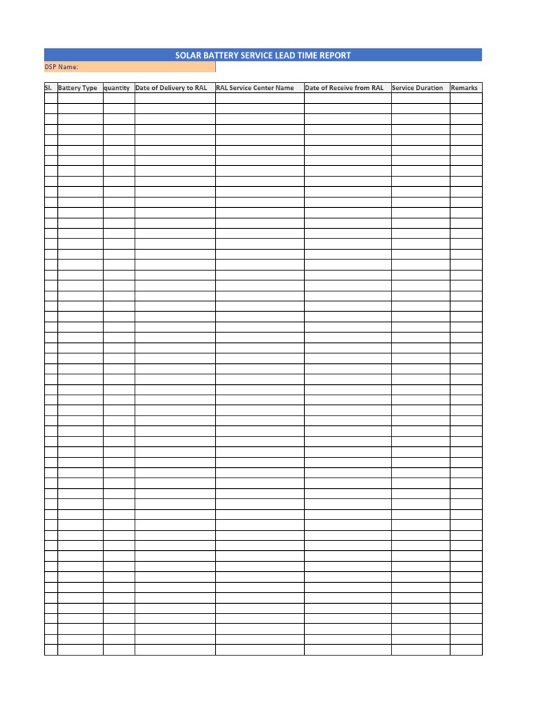Solar Battery Service Report Format | PDF