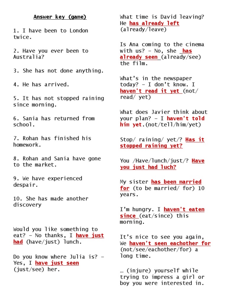 Game Answer Key PDF | PDF