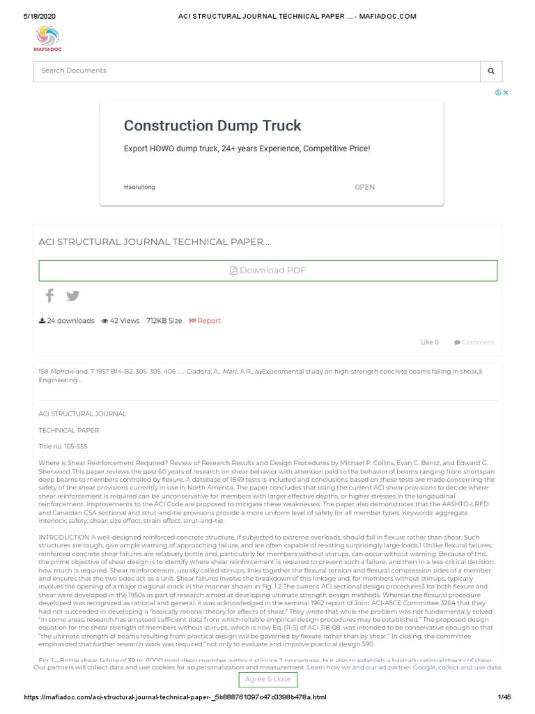 Aci Structural Journal Technical Paper PDF PDF Strength Of
