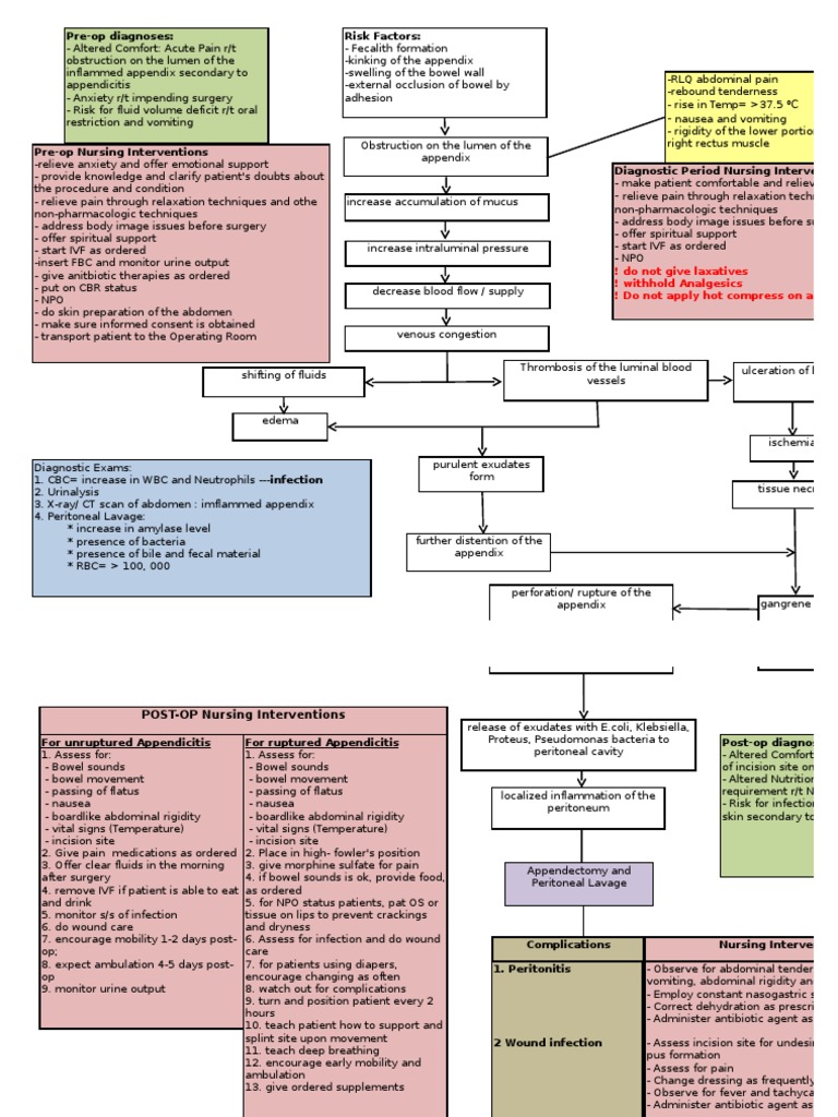 Concept Map on appendicitis | Gastroenterology | Wellness appendicitis diagram 