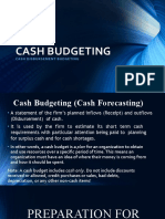 CASH BUDGET FOR COULSON INDUSTRIES