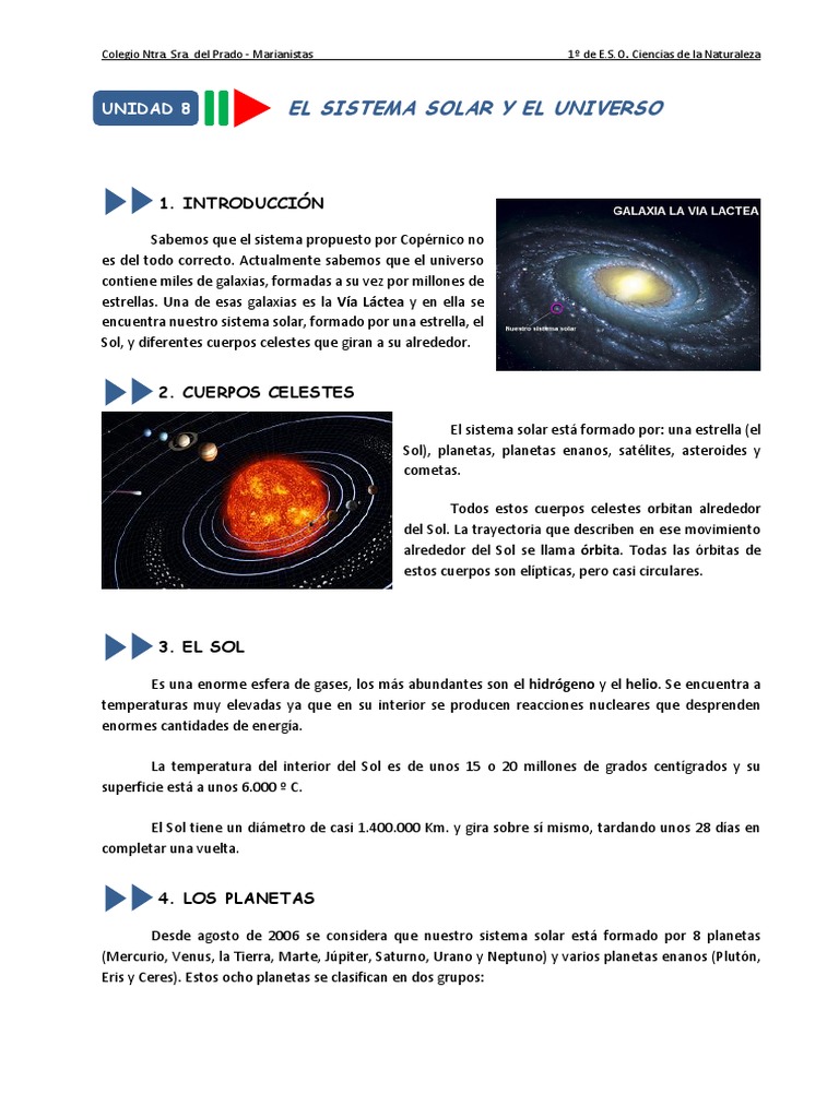 El Sistema Solar y el Universo | PDF | Sistema solar | Planetas