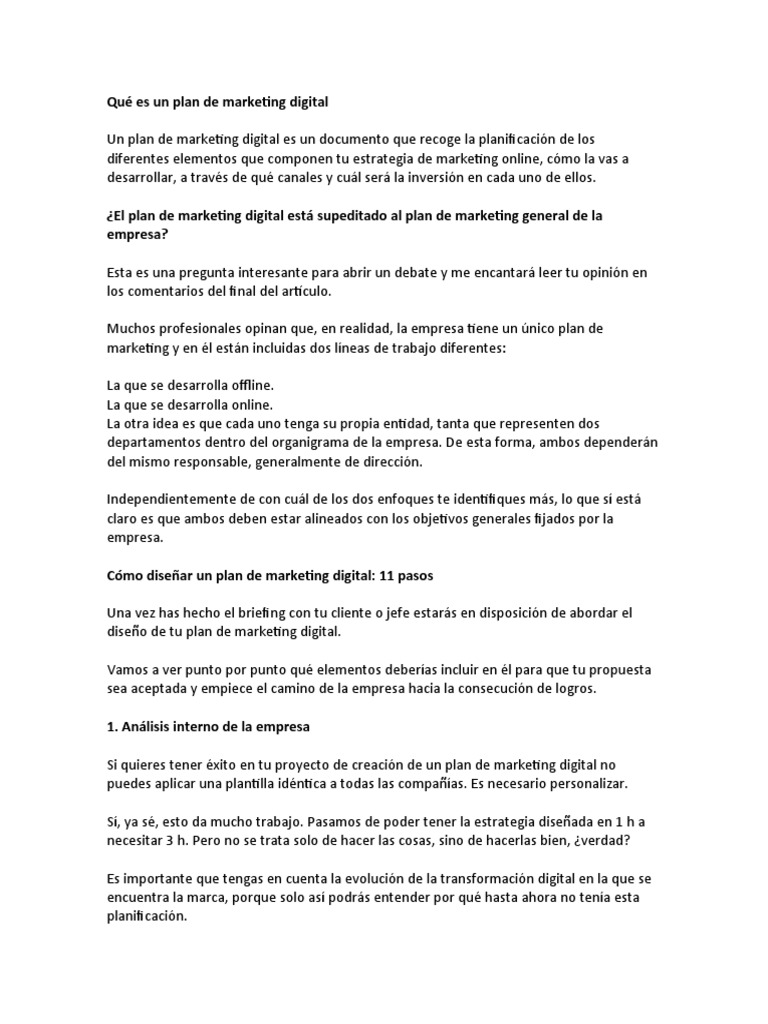Plan de Marketing Digital | PDF | Posicionamiento en buscadores | Marketing