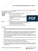 IELTS Academic Reading Task Type 5 (Matching Headings) Activity - Teacher's Notes