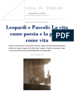 Leopardi e Pascoli. Poesia come vita e vita come poesia.