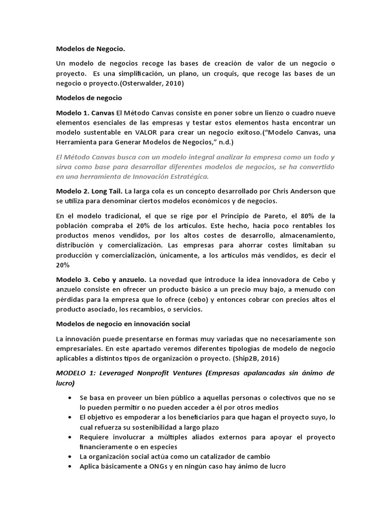 Modelos de Negocio | PDF | Business | Economias