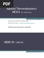 Applied Thermodynamics ME322: (03 Credit Hours)