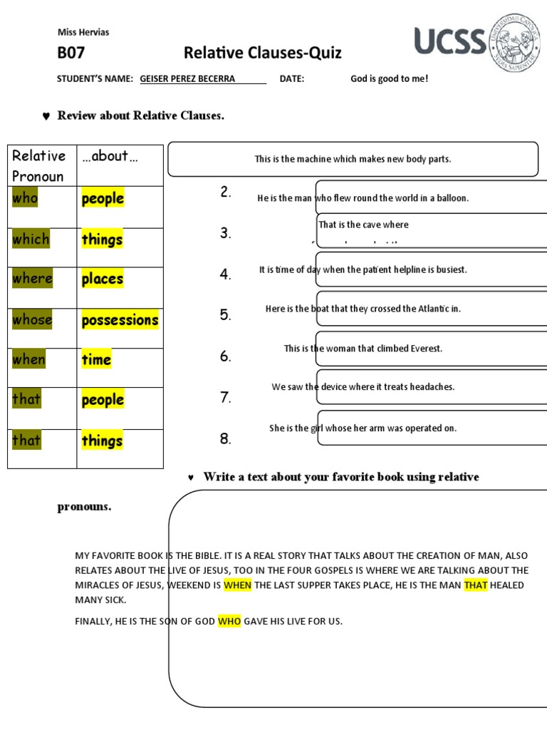 Relative Clauses Quiz for Students | PDF | Language Arts & Discipline