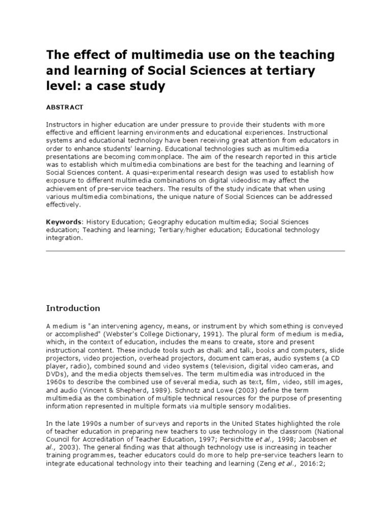 Multimedia Impact on Social Sciences Learning | PDF | Multimedia ...