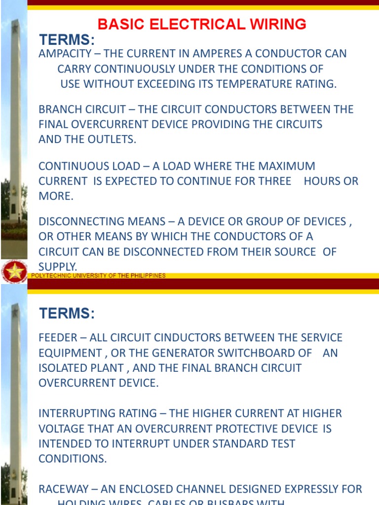Basic Electrical Wiring: Terms | PDF