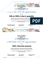 CERTIFICATE OF Appreciation: MR. & MRS. Celso B. Pagaddu