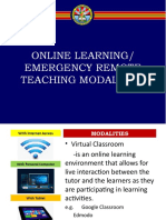 Online Learning/ Emergency Remote Teaching Modalities