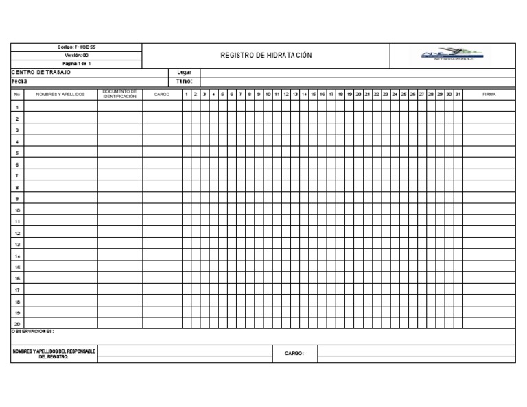 F Hse 55 Registro De Hidrataci n PDF