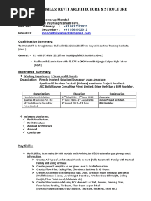 Resume, Skills: Revit Architecture & Structure: Qualification Summary