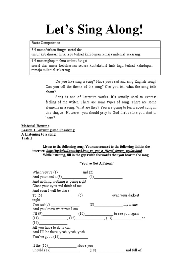 Let Sing Together Metaphor Idiom