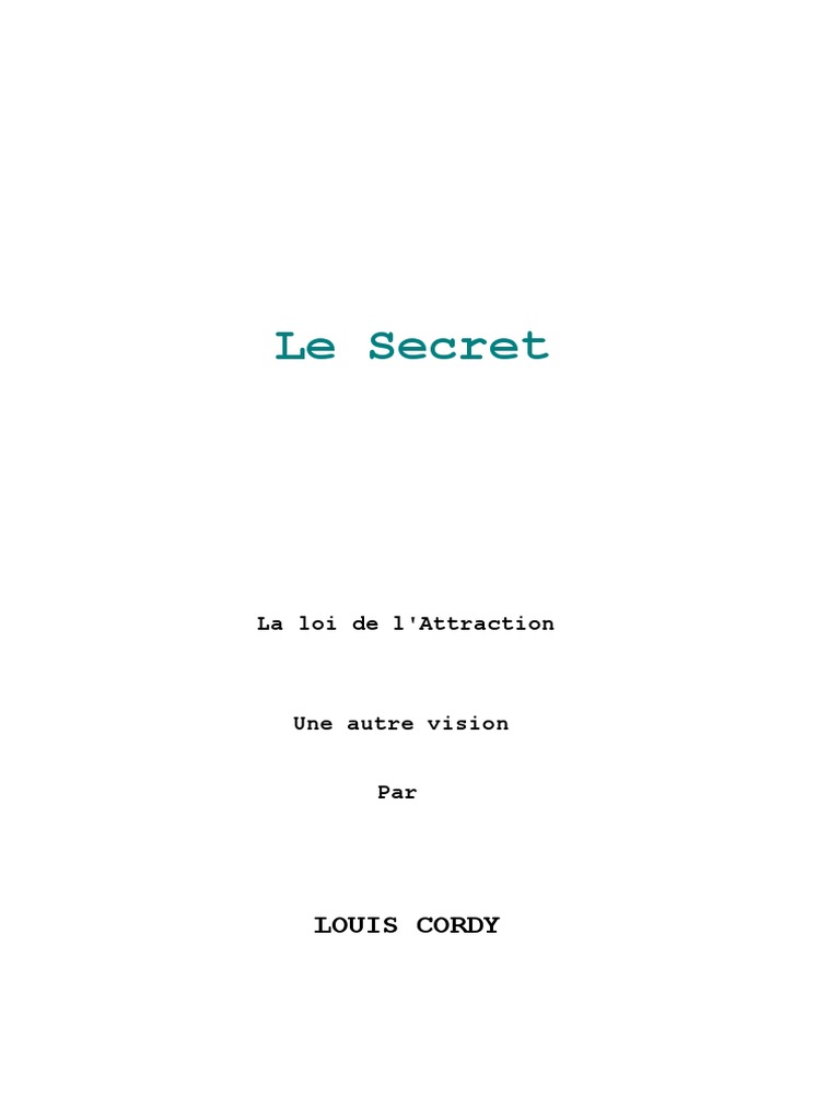 1 - Le Secret - La Loi de L'attraction | PDF | Loi de l'attraction ...