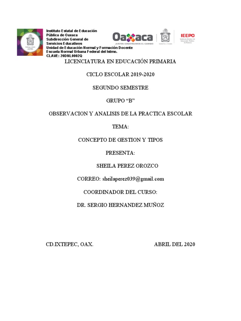 Concepto y Dimensiones de Gestión Escolar | PDF | Plan de estudios ...
