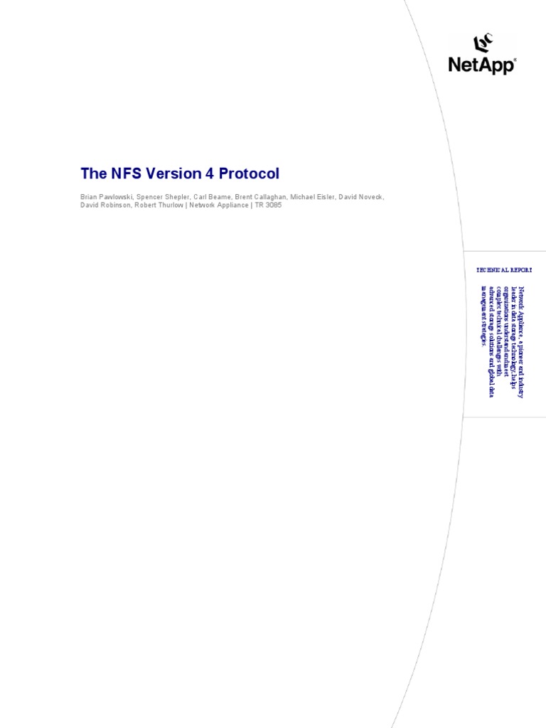 The Nfs Version 4 Protocol File System Cache Computing