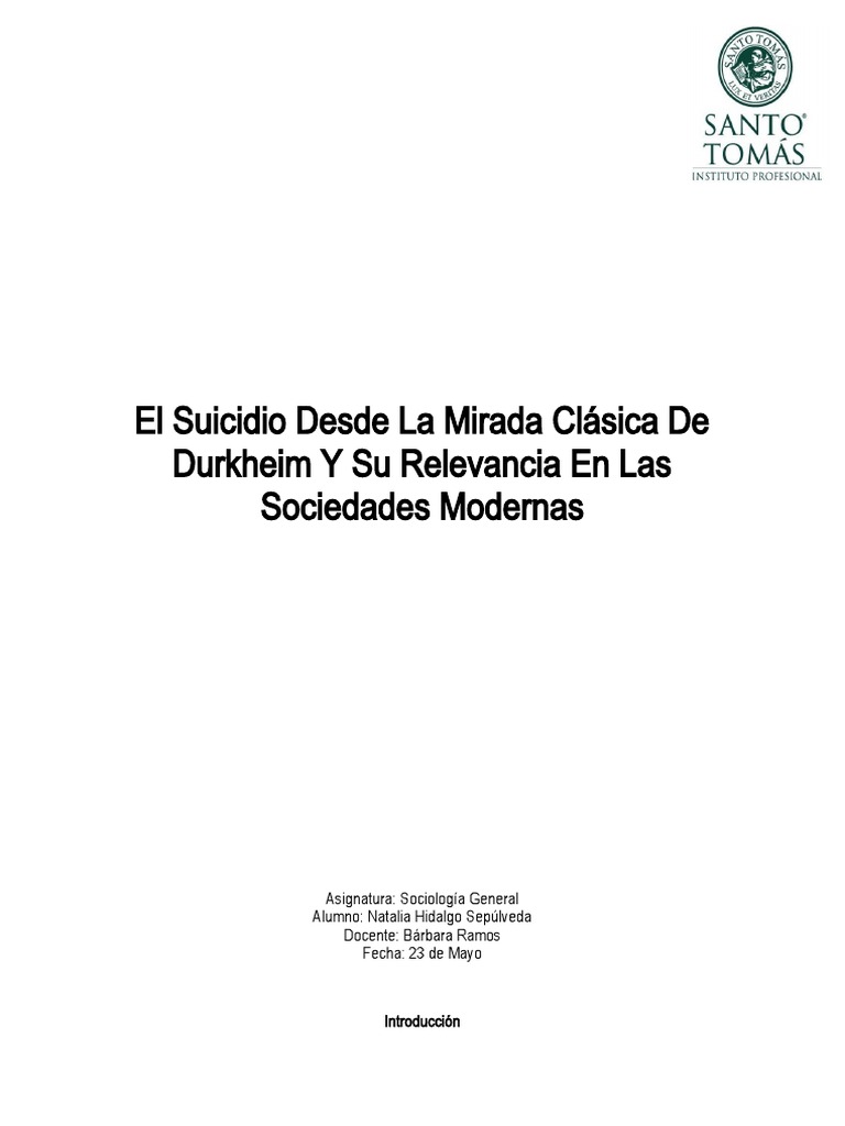 Suicidio y Anomia en Durkheim | PDF | Suicidio | Emile Durkheim