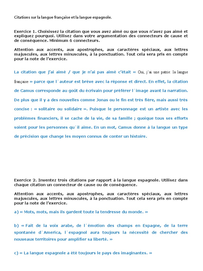 Citations Sur La Langue Francaise Et La Langue Espagnole