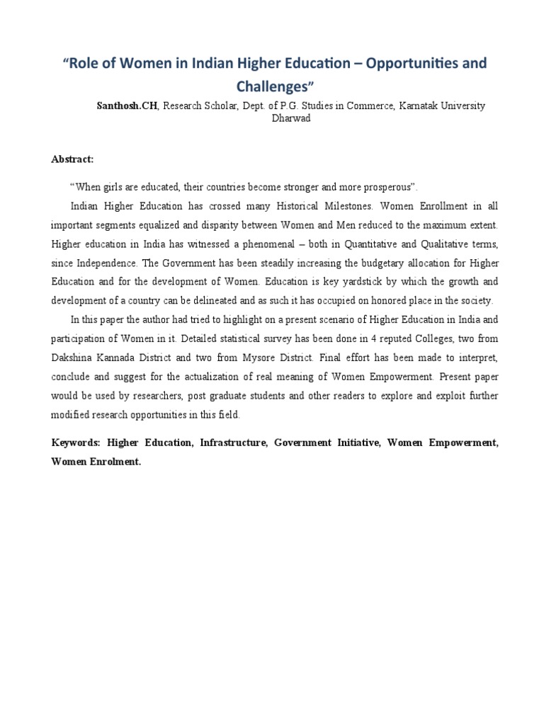Women in Indian Higher Education: Insights | PDF | Empowerment | University
