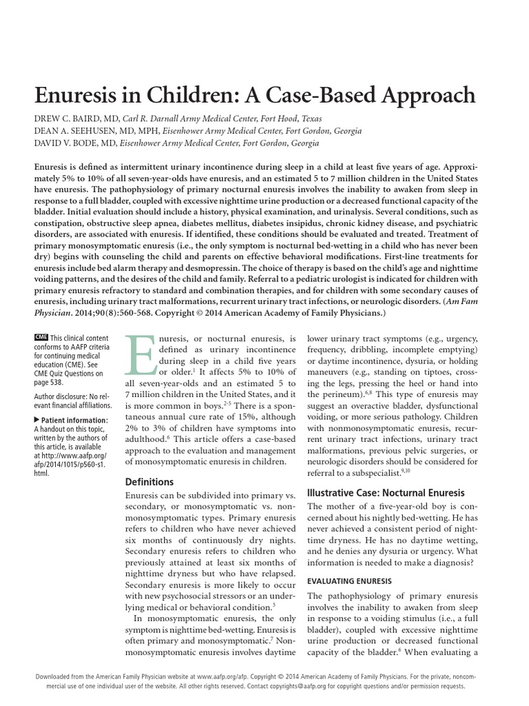 Enuresis in Children A Case Based Approach PDF Nocturnal