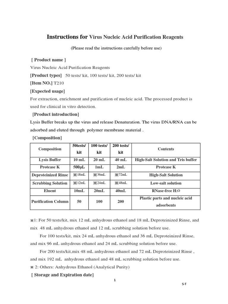 Nucleic Acid Purification Reagents | PDF | Centrifuge | Elution