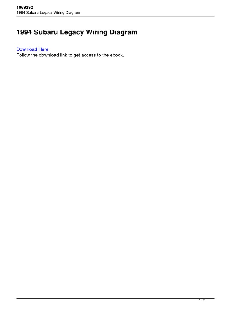 1994 Subaru Legacy Wiring Diagram Download Here PDF