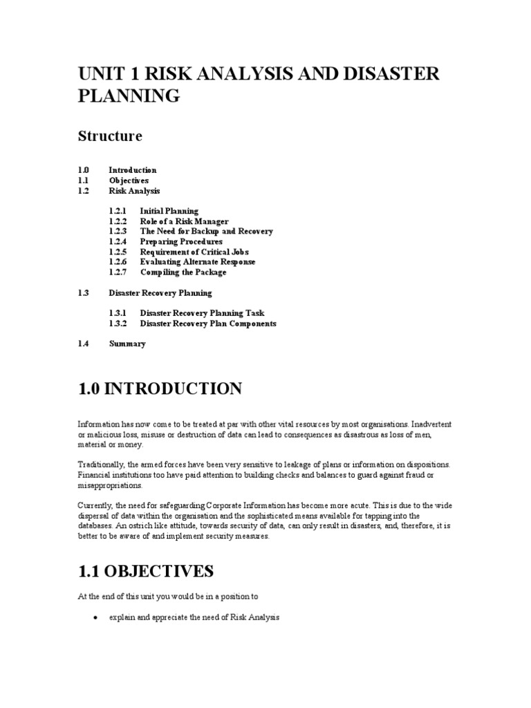 Risk Analysis and Disaster Planning Guide | PDF | Risk Management | Risk