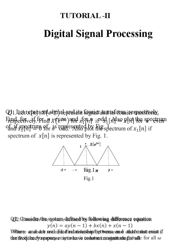 Tutorial Ii Digital Signal Processing PDF Spectral Density Pi