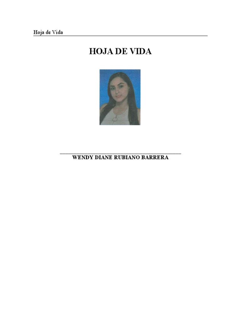 HOJA DE VIDA WENDY DIANE RUBIANO Actualizada | PDF | Naturaleza | Science