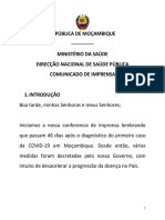 Moçambique atualiza situação COVID-19 com 12 novos casos