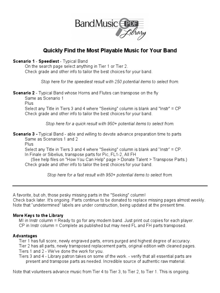 Quickly Find The Most Playable Music For Your Band | PDF
