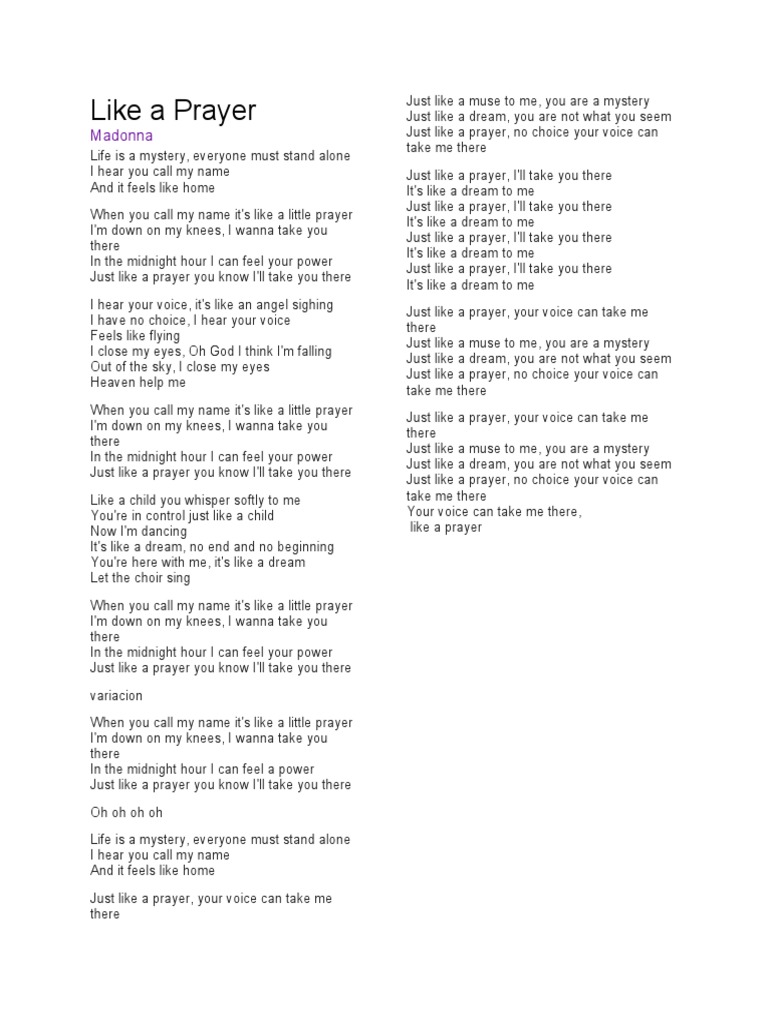 Like A Prayer Madonna PDF Madonna (Entertainer) Madonna (Entertainer) Songs
