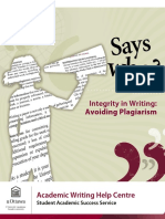 Integrity in Writing: Avoiding Plagiarism: Academic Writing Help Centre