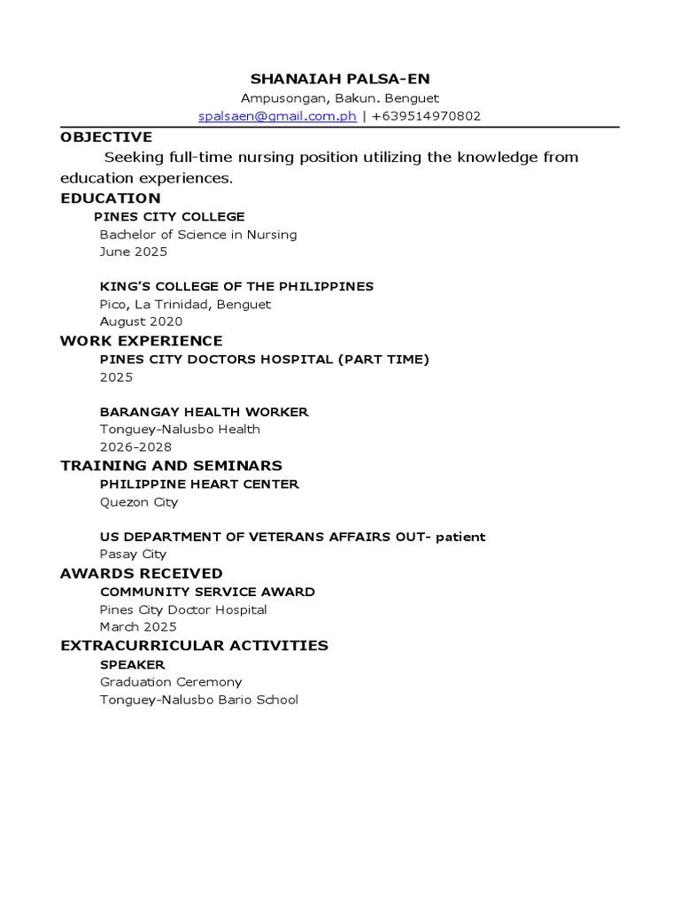 Seeking FullTime Nursing Position Utilizing The Knowledge From