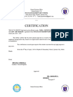 Certification: Payatas B Elementary School