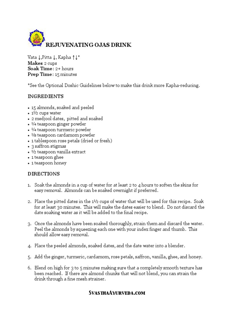 Rejuvenating Ojas Drink A Nourishing Recipe to Regain Energy and Strength According to Ayurveda