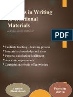 Reasons in Writing Instructional Materials: Language Group