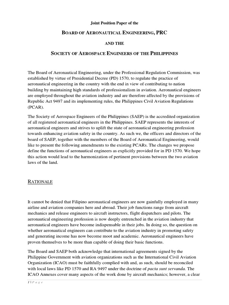 Position Paper-Aero Engineering | PDF | Engineer | Aerospace Engineering