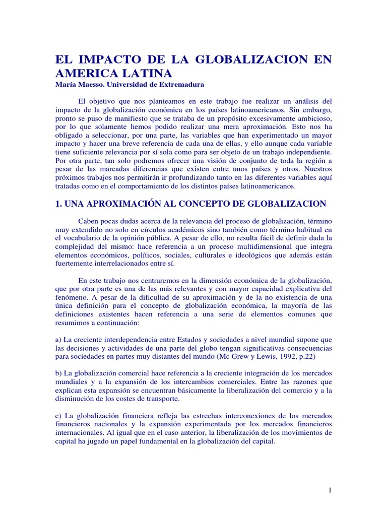 Impacto de La Globalizacion en AALL PDF | PDF | Globalización ...