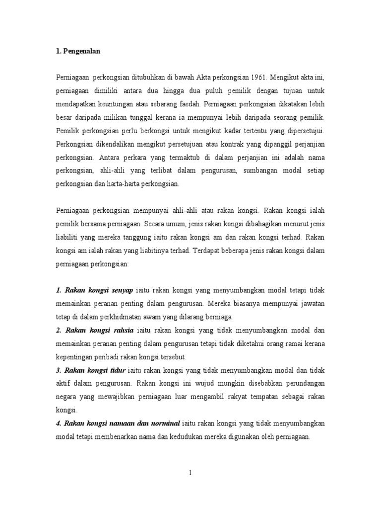 Contoh Surat Perjanjian Perniagaan Kongsi Pdf