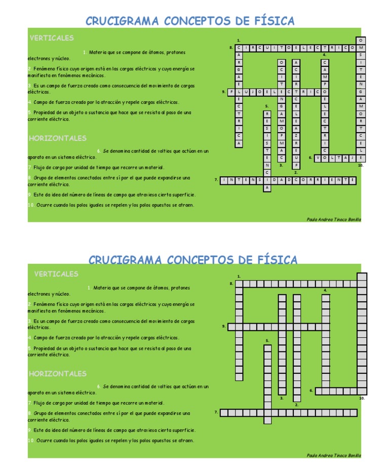 Crucigrama Conceptos de Física Verticales PDF