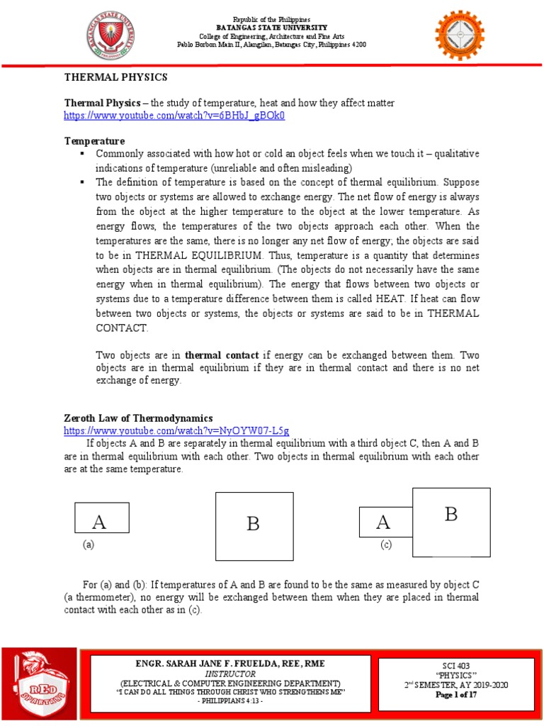 B B A A: Thermal Physics Thermal Physics - The Study of Temperature ...