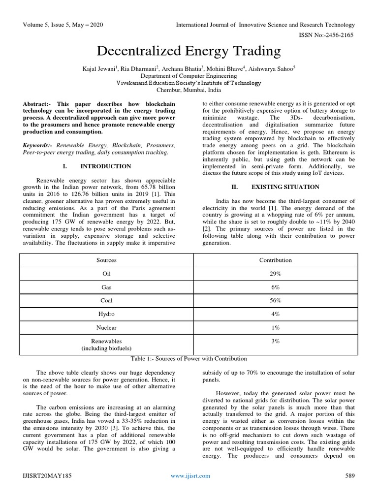 Decentralized Energy Trading | PDF