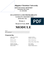 Philippine Christian University: Statistics and Probability (G 11) W 1 M 9-13, 2020