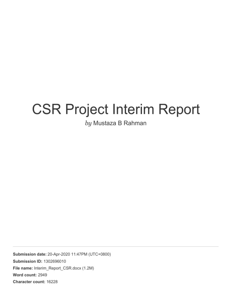CSR Project Interim Report Summary | PDF | Subject (Grammar) | Language ...