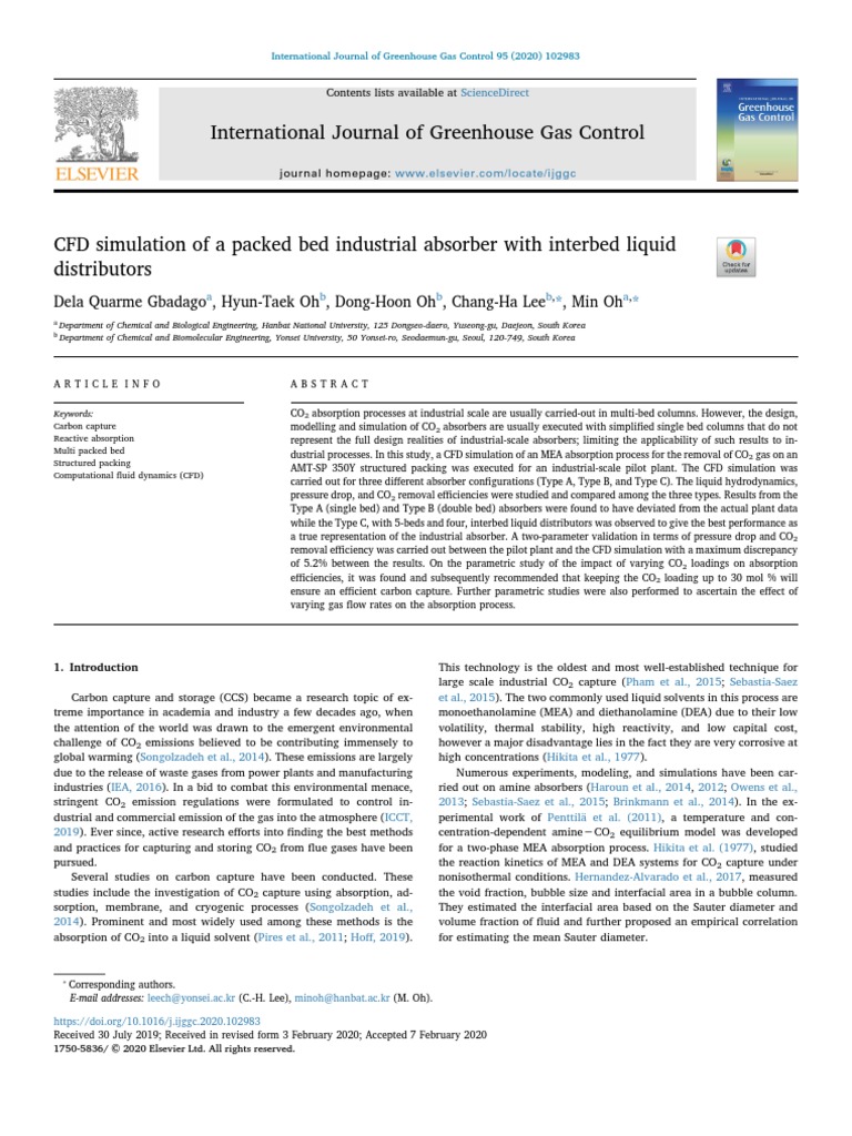 CFD Simulation of A Packed Bed Industrial Absorber | PDF ...